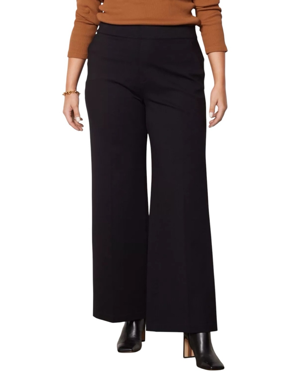 SPANX PerfectFit Ponte Wide Leg Pants Black Smoothing Pull-On Women’s‎ Large